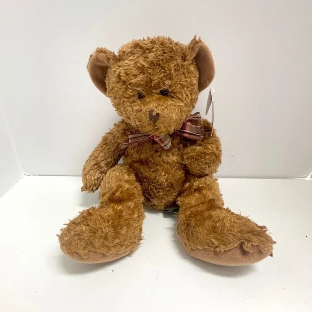 Russ Berrie Honeyfitz Teddy Bear Plush Toy Brown Plaid Bow With Tags Vintage